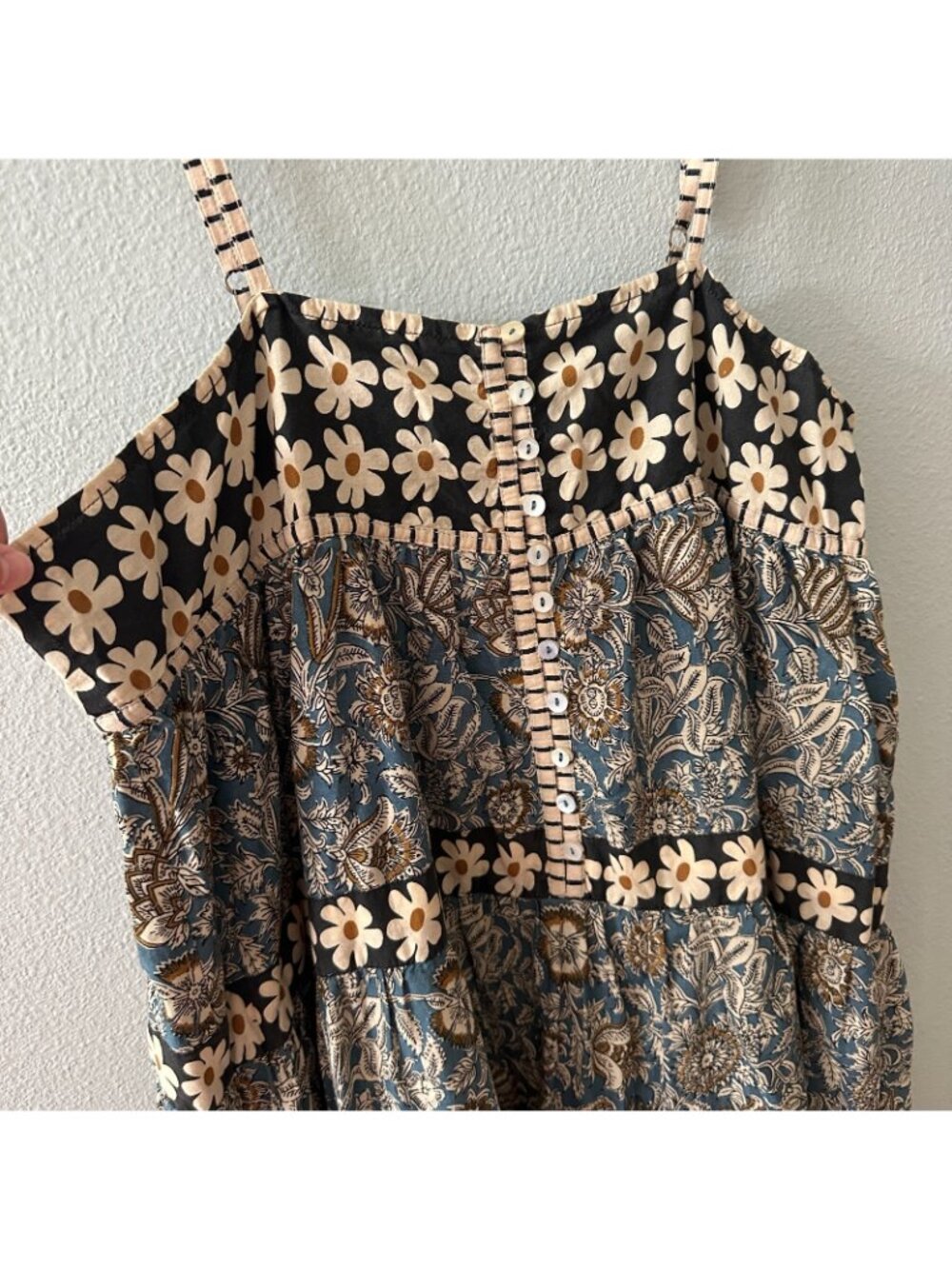 Natural Life Floral Boho Peasant Strappy Dress Womens LARGE Cotton - Picture 2 of 5